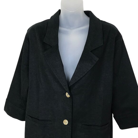 NWT Moussy Black Linen Blend Blazer Size F one size - Picture 3 of 7